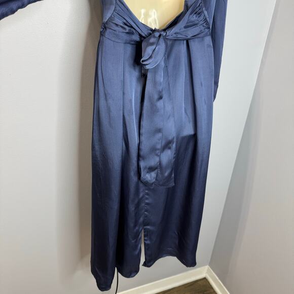 Anthropologie Hutch Open Back Midi Dress Blue Long Sleeve Blue Size 14 - Picture 11 of 16